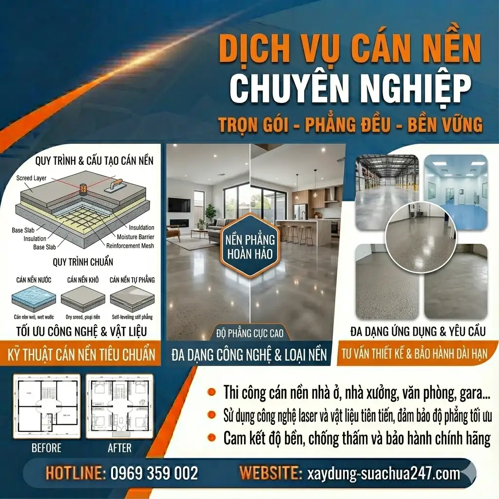 Dịch Vụ Cán Nền Nhà Chuyên Nghiệp – Chuẩn Kỹ Thuật, Giá Tốt 2026